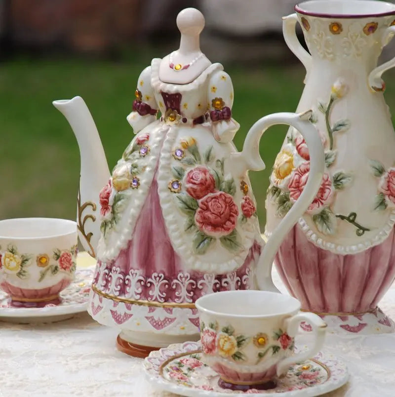 Vintage Princess Dress Ceramic Tea Set