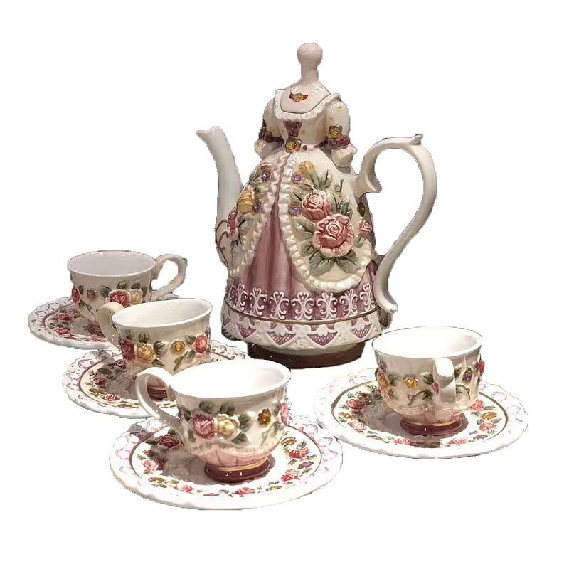 Vintage Princess Dress Ceramic Tea Set