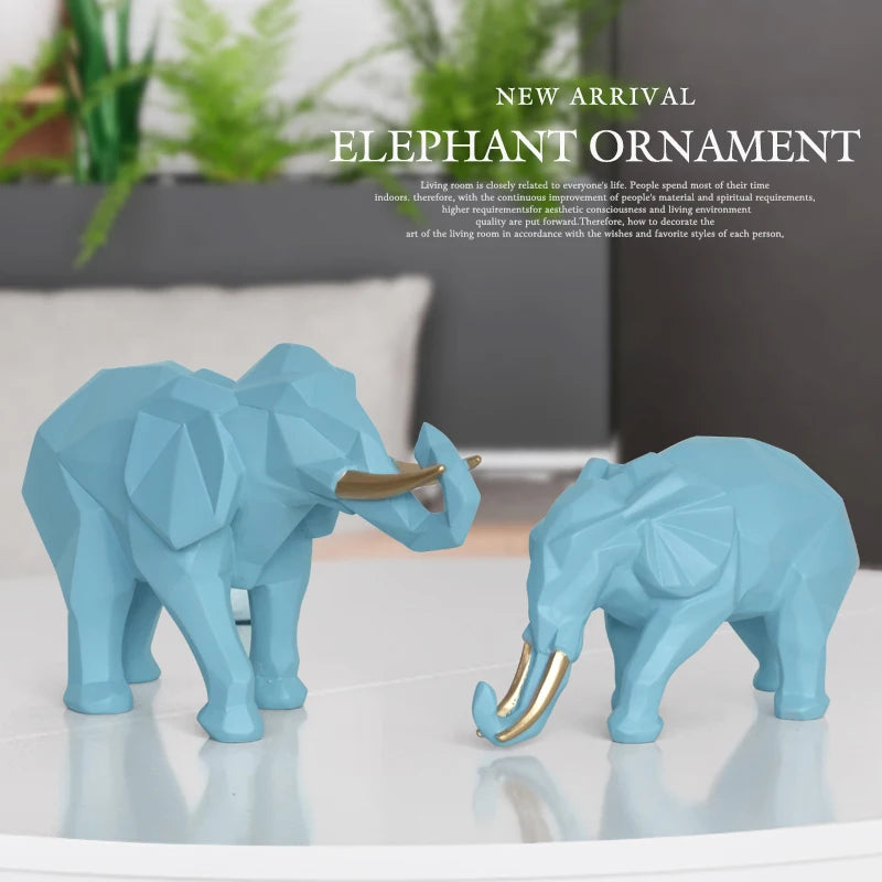 2Pcs Elephant Figurine Set