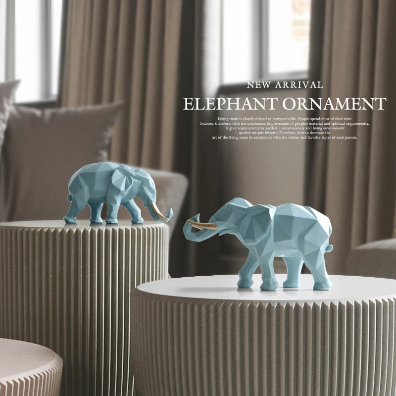 2Pcs Elephant Figurine Set