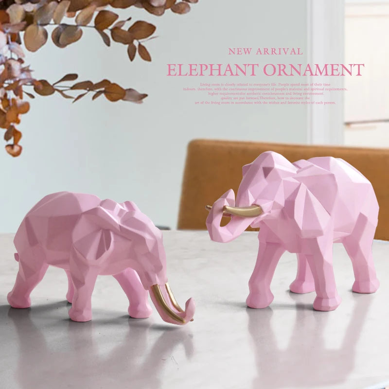 2Pcs Elephant Figurine Set