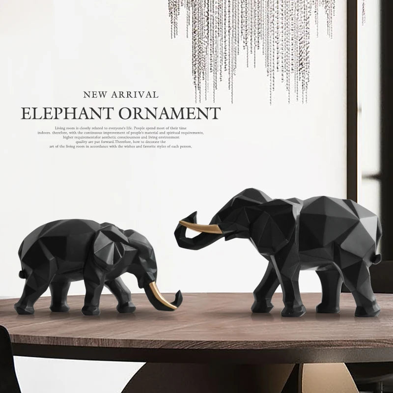 2Pcs Elephant Figurine Set