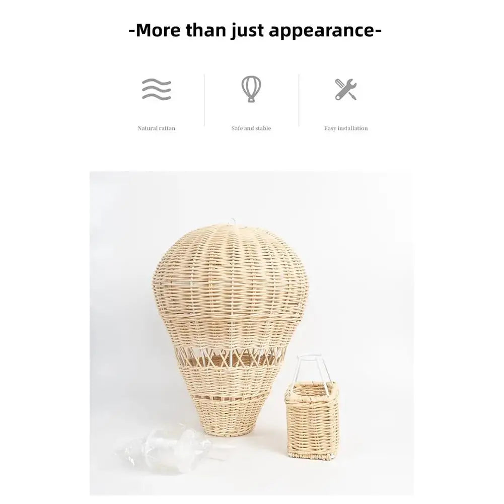 Rattan Hot Air Balloon Pendant Decor