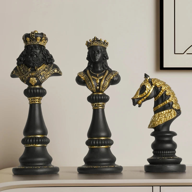 Elegant Resin Chess Piece Sculptures