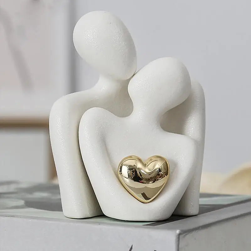 Elegant Couple Figurine with Gold Heart