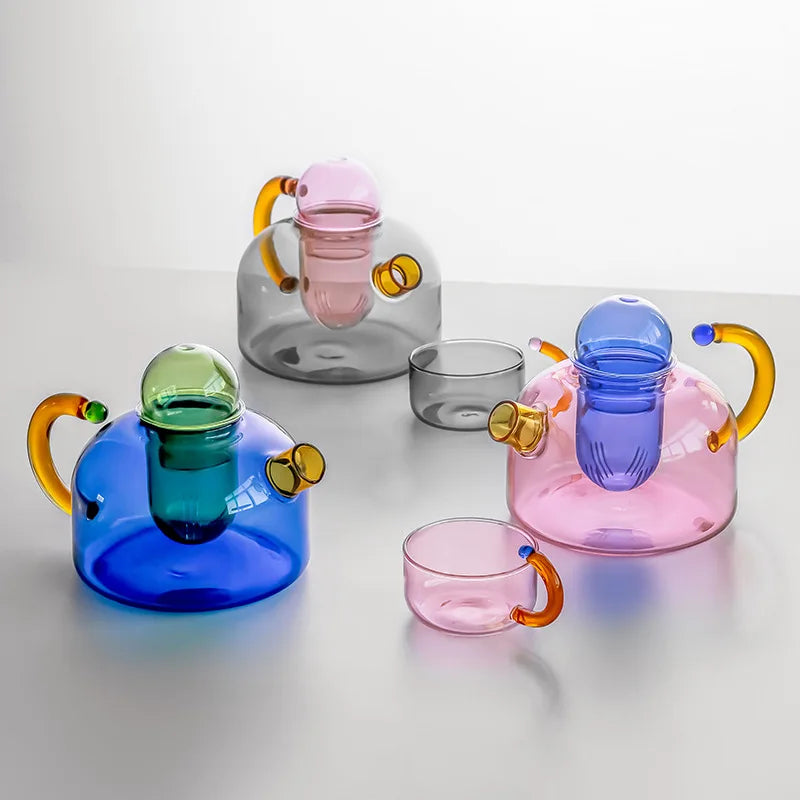 Contrasting Color Glass Tea Set