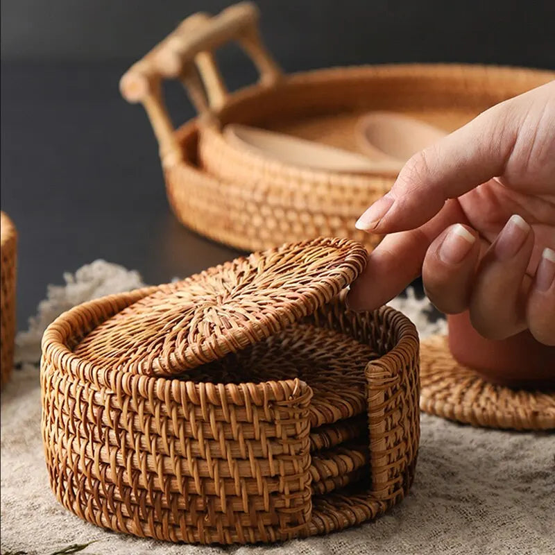 Handcrafted Woven Rattan Coaster