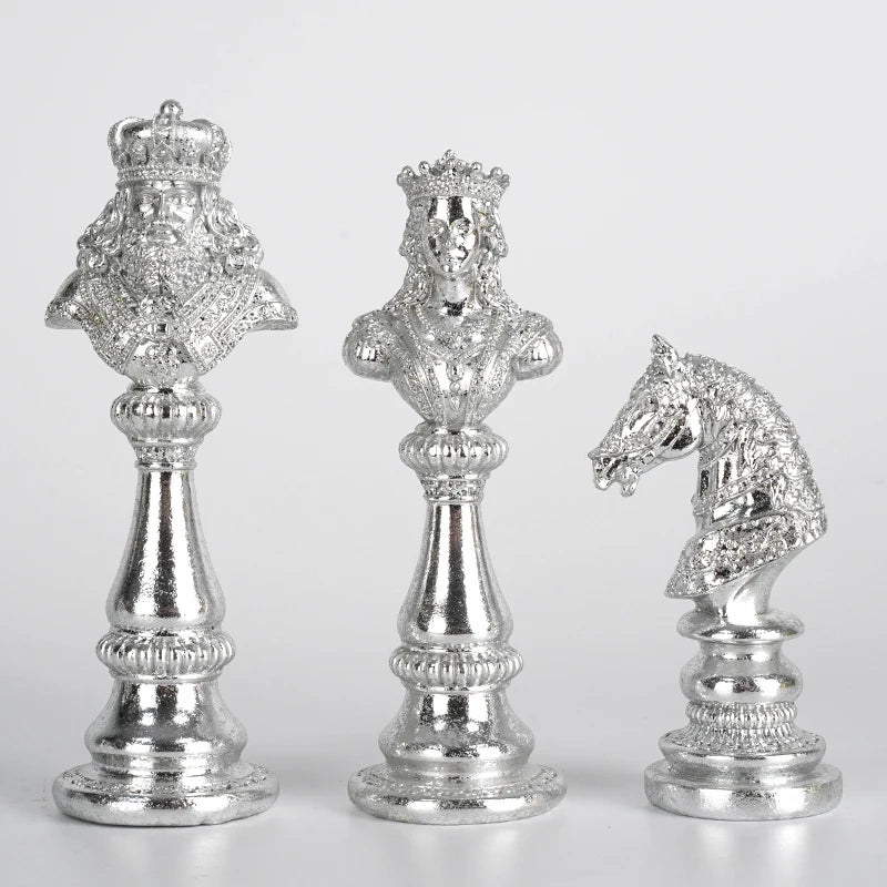 Elegant Resin Chess Piece Sculptures