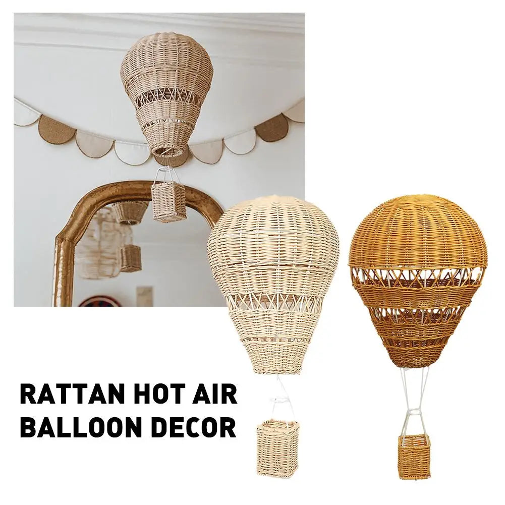 Rattan Hot Air Balloon Pendant Decor