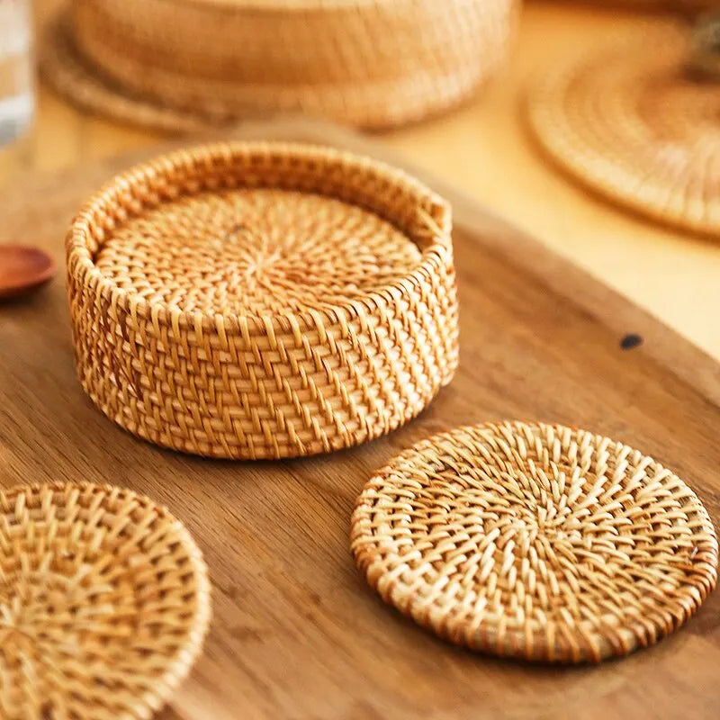 Handcrafted Woven Rattan Coaster