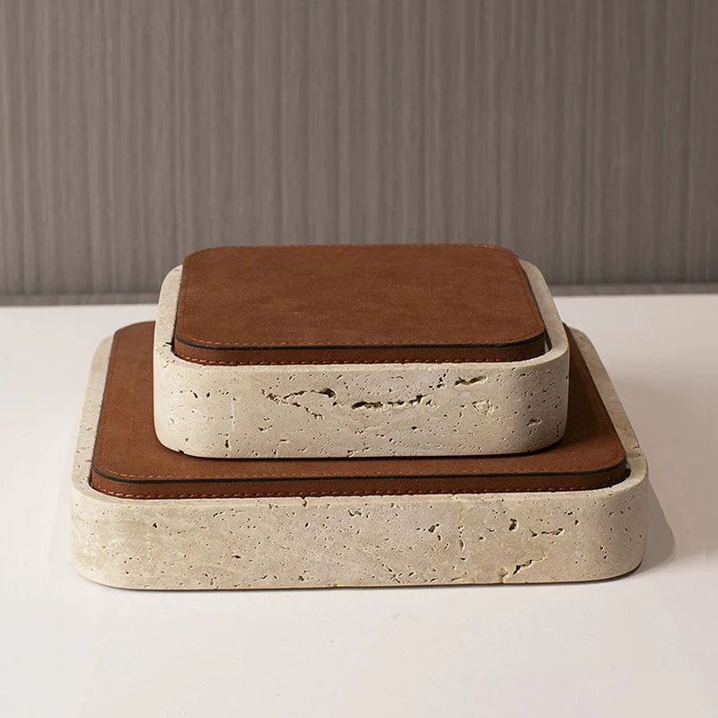 Luxury Travertine Jewelry Box with Lid