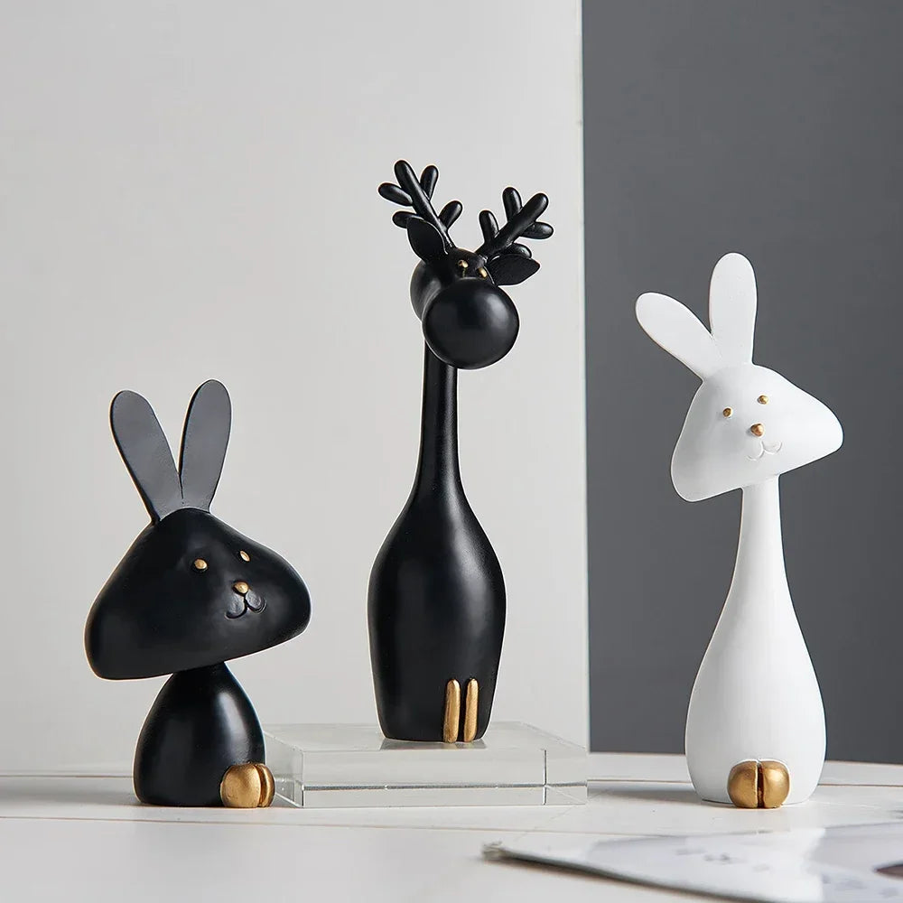 Black & White Cartoon Resin Statue