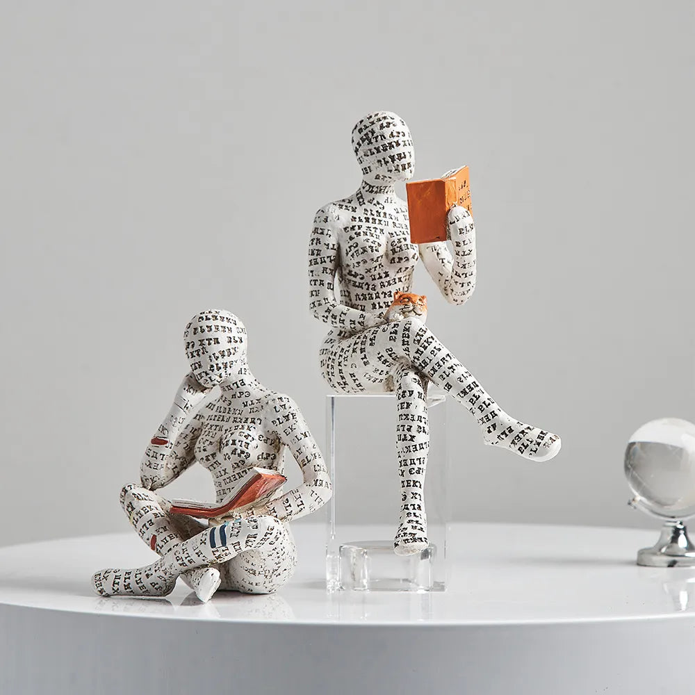 Contemplative Readers Modern Abstract Figurine