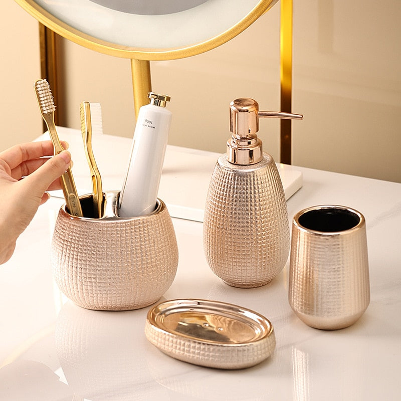 Rose Gold Bathroom Accessories Set