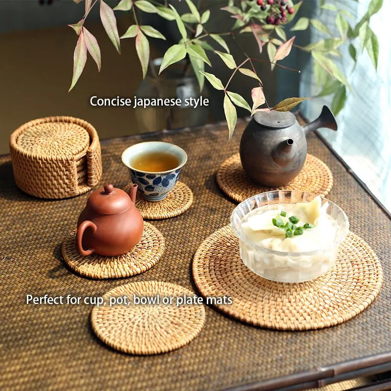 Handcrafted Woven Rattan Coaster