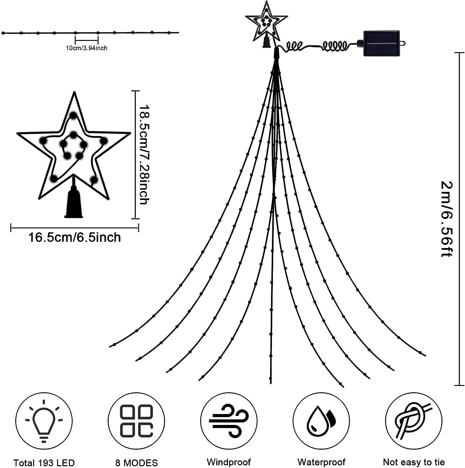 Solar Star Waterfall Lights