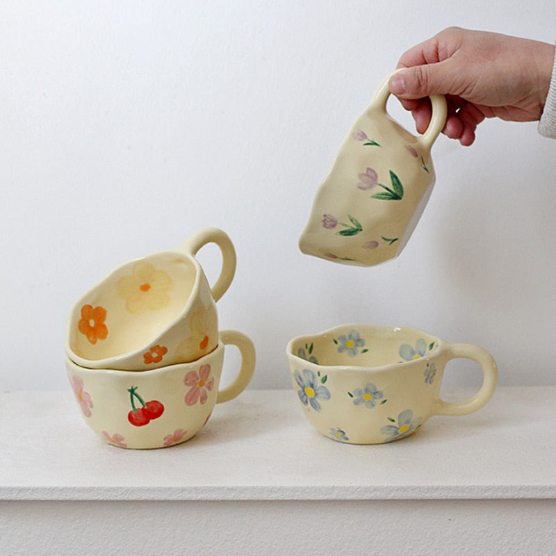 Miniatures Porcelain Hand Painted Coffee Tea Cups Set