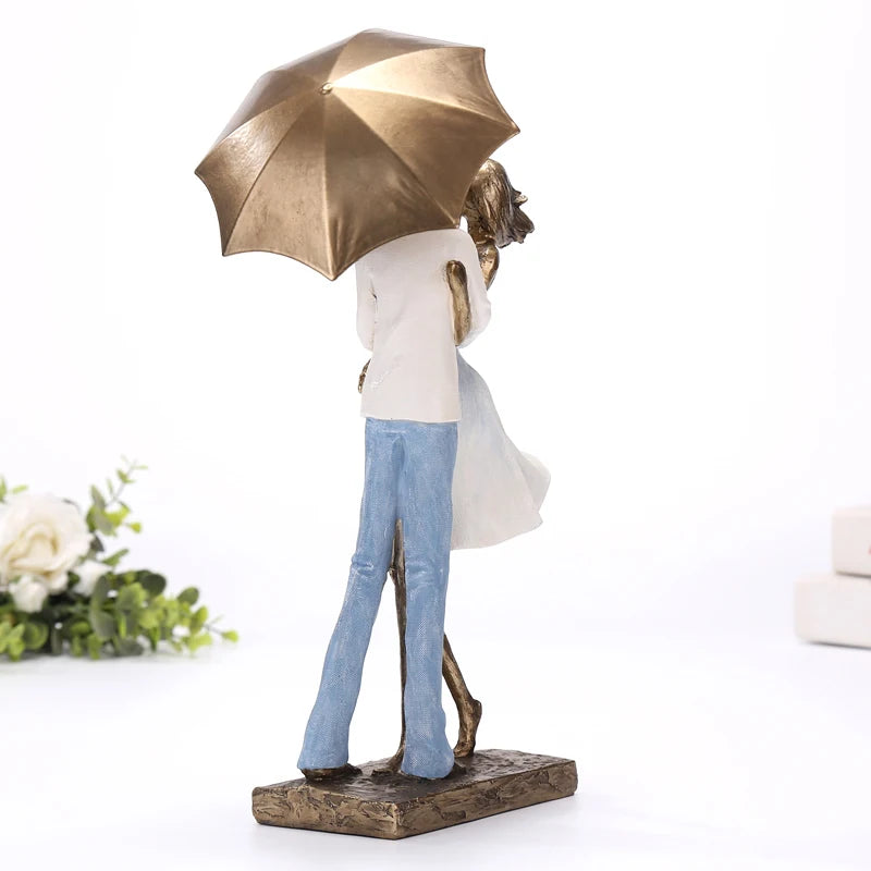 Abstract Metal Umbrella Couple Statue