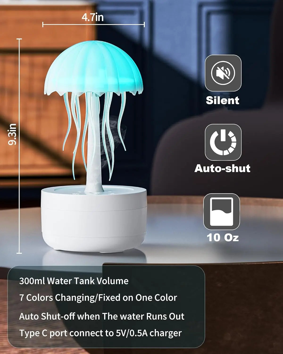 Jellyfish Night Light with Bluetooth Humidifier