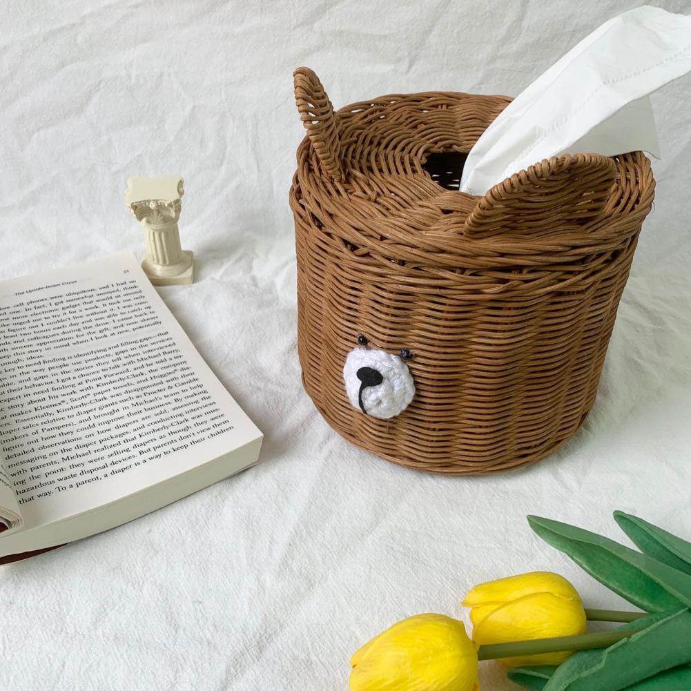 Rattan Bear Tissue Box