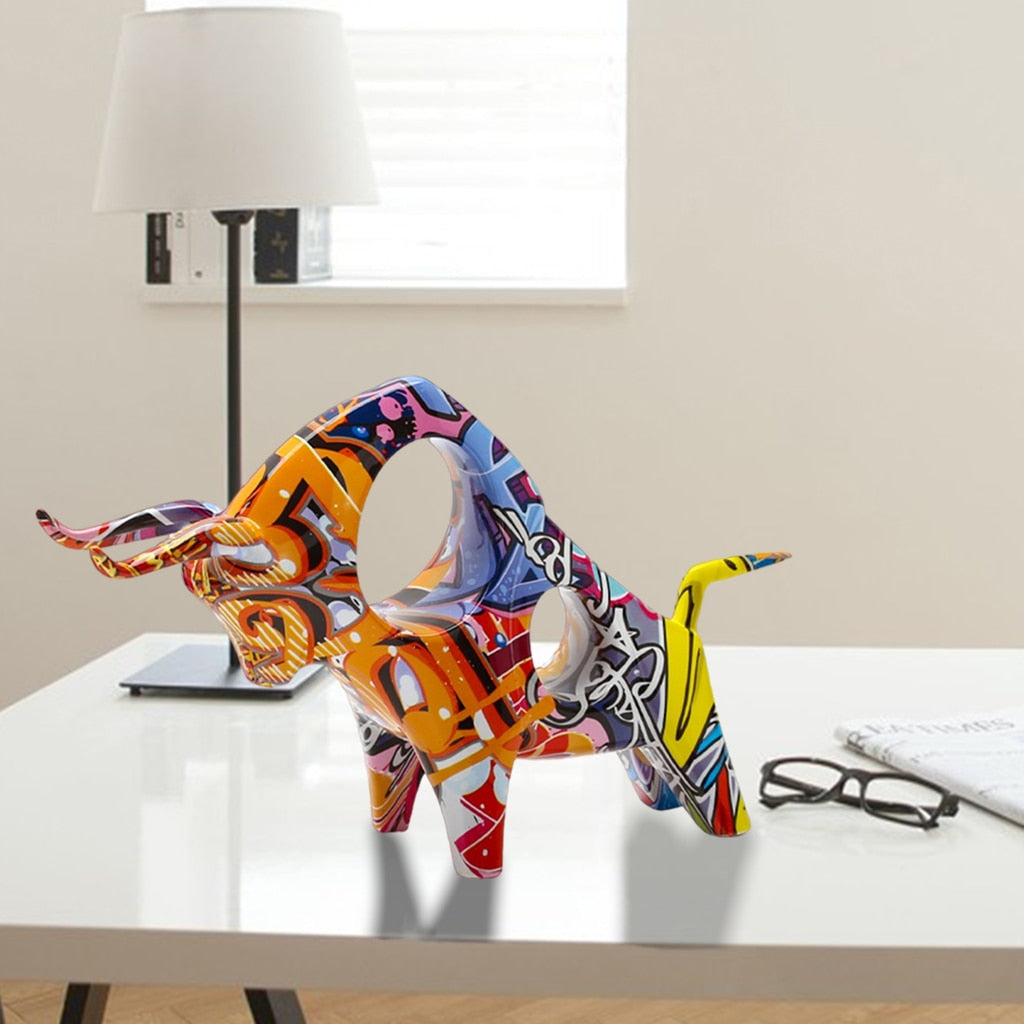 Graffiti Art Bull Sculpture