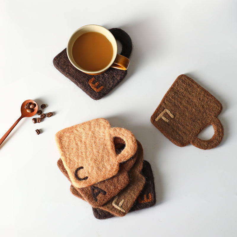 Coffee Cup Shape Wool Felt Coaster