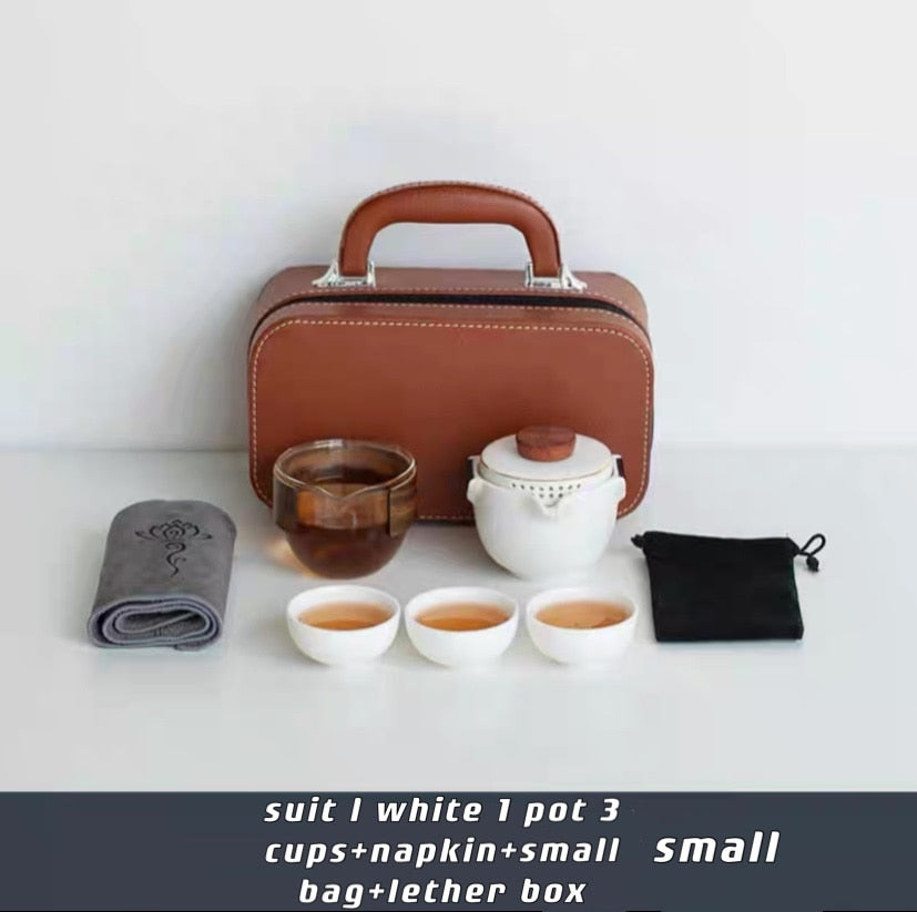 Portable Travel Tea with Leather Case