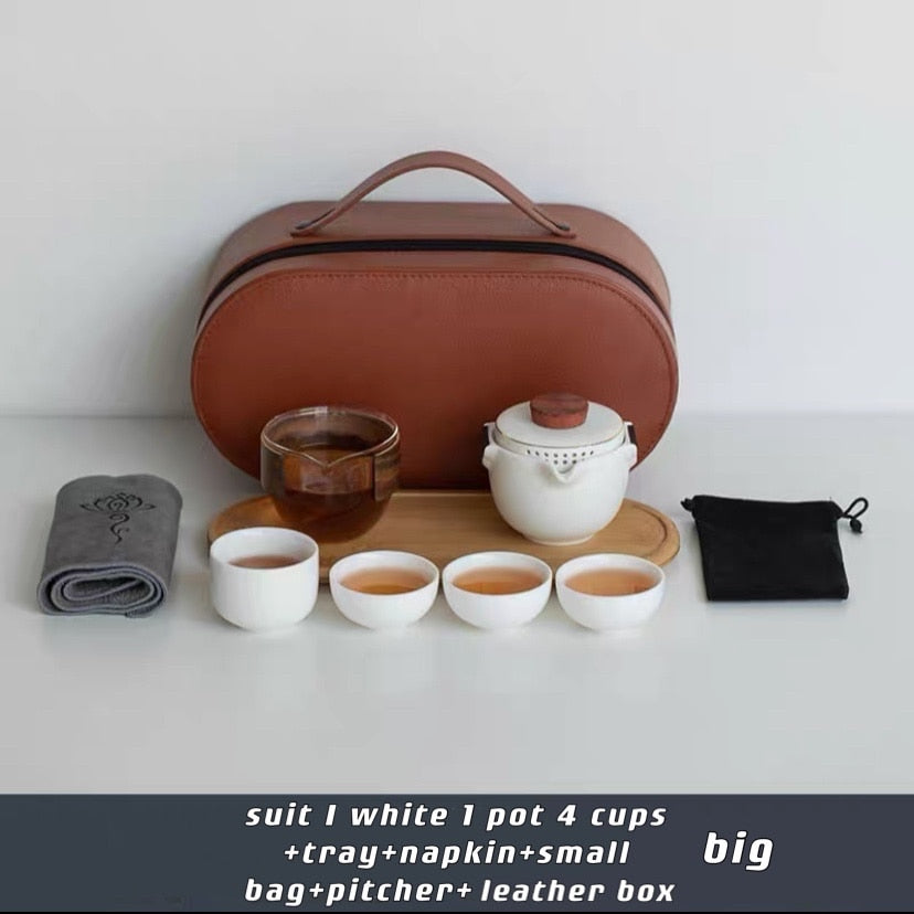 Portable Travel Tea with Leather Case