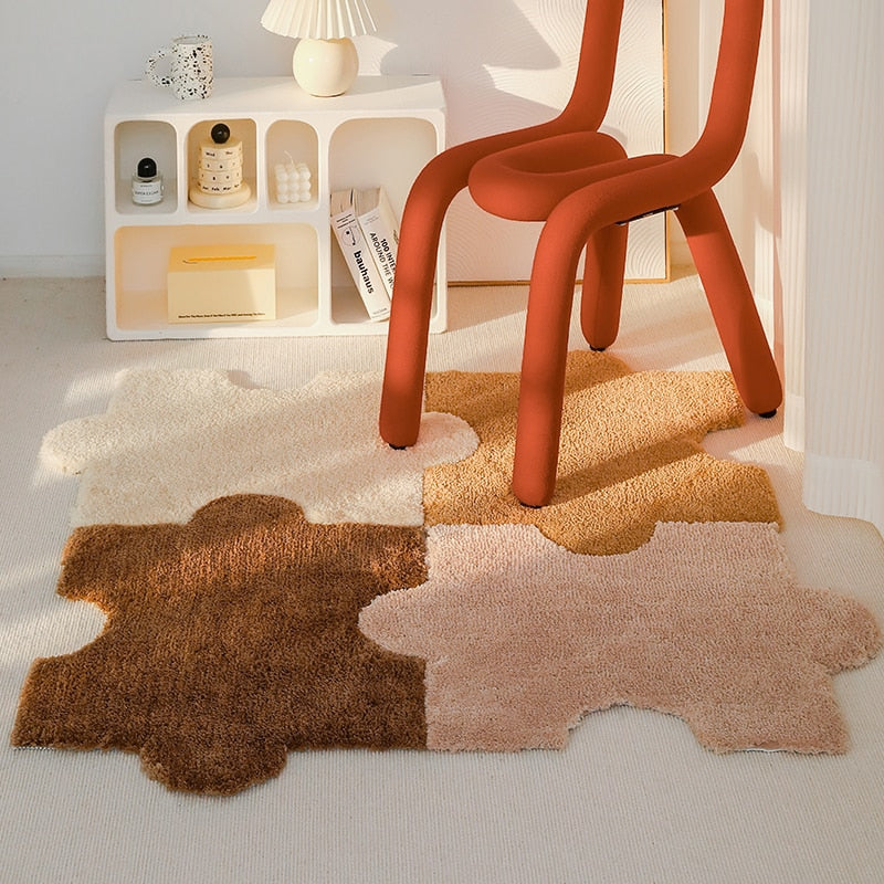 Soft Fluffy Tufting Puzzle Bedside Rug