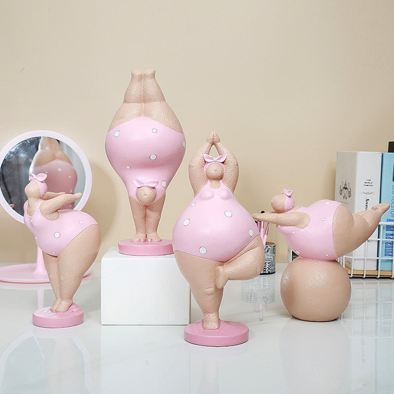 Charming Plus-Size Yoga Woman Figurine