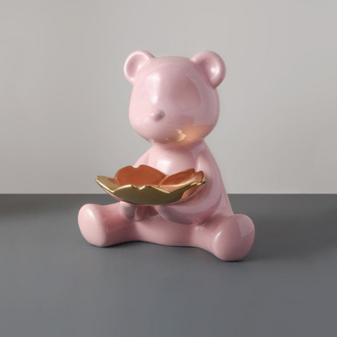 3D Resin Bear Figurine Decorative Tray