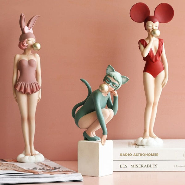 Trendy Resin Girl Decor Figurines