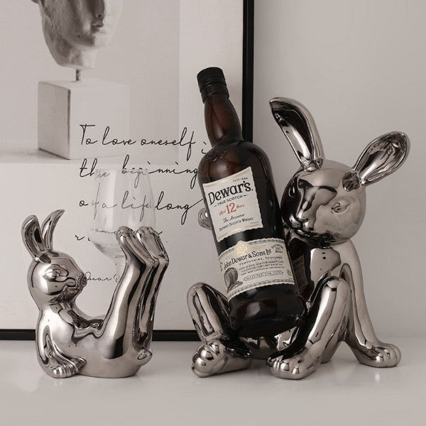 Silver Rabbit Decorative Figurines