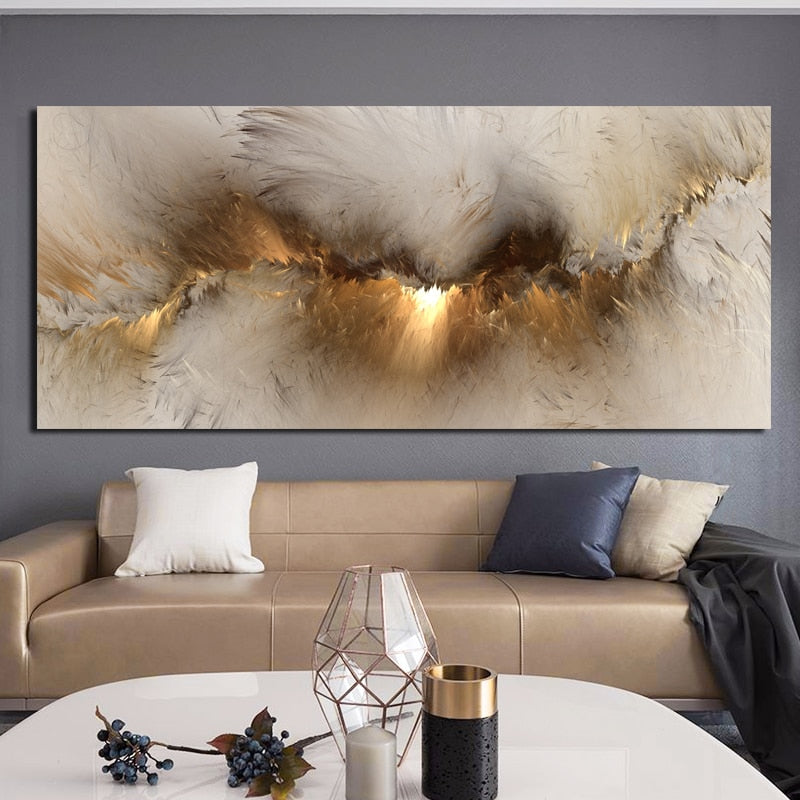 Abstract Golden Cloud Canvas