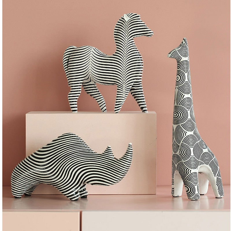 Nordic Black and White Animal Decorative Figurines