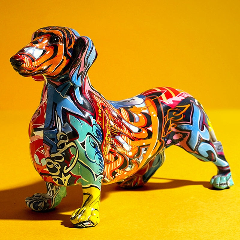 Colorful Dachshund Dog Figurine