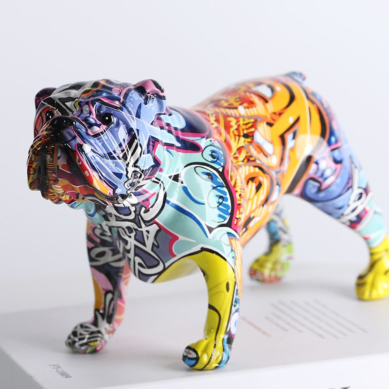 Graffiti English Bulldog Resin Sculpture