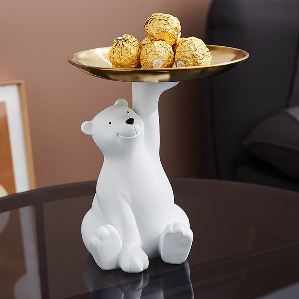 White Bear Sculpture Decorative Tray