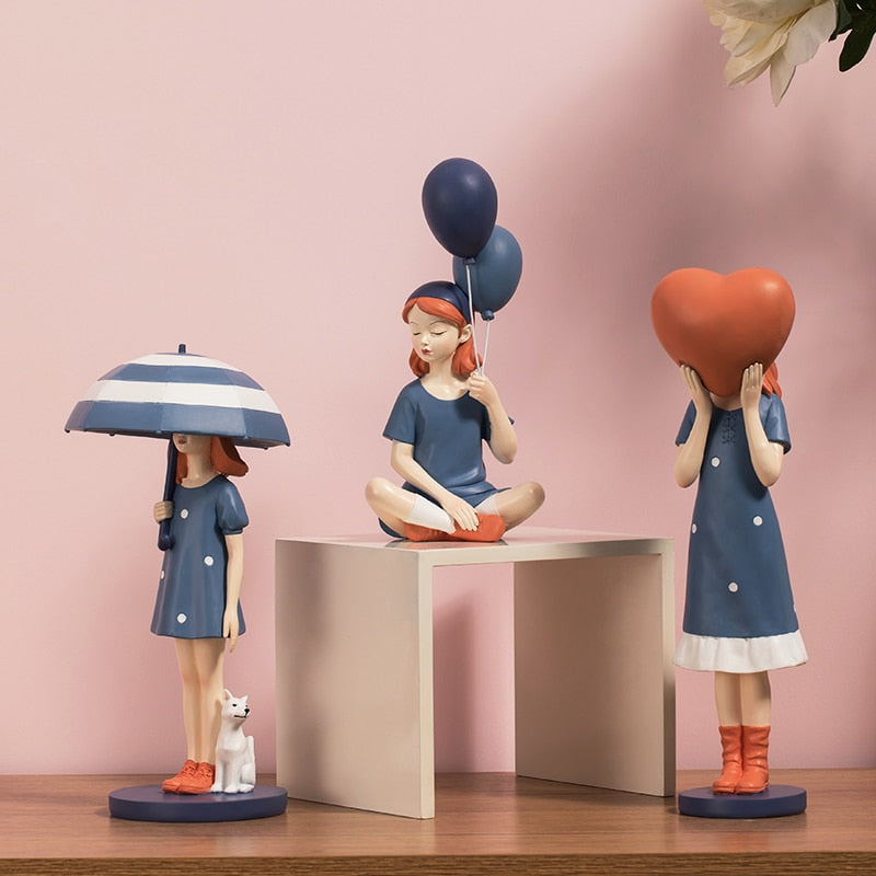 Balloon Girl In Blue Figurine