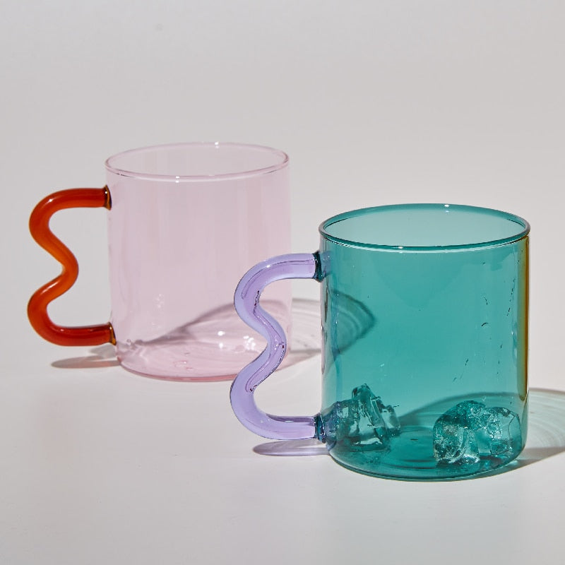 Wavy Handle Glass Mug