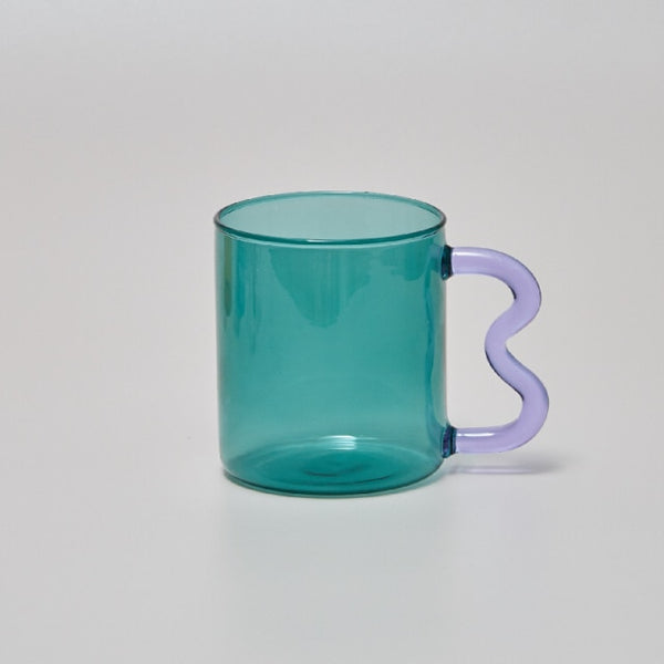 Wavy Handle Frosted Glass Cup