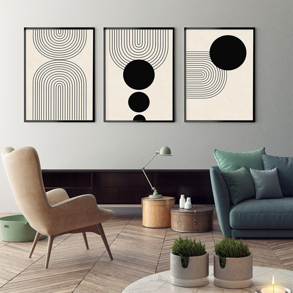 Mid Century Geometric Canvas Wall Art