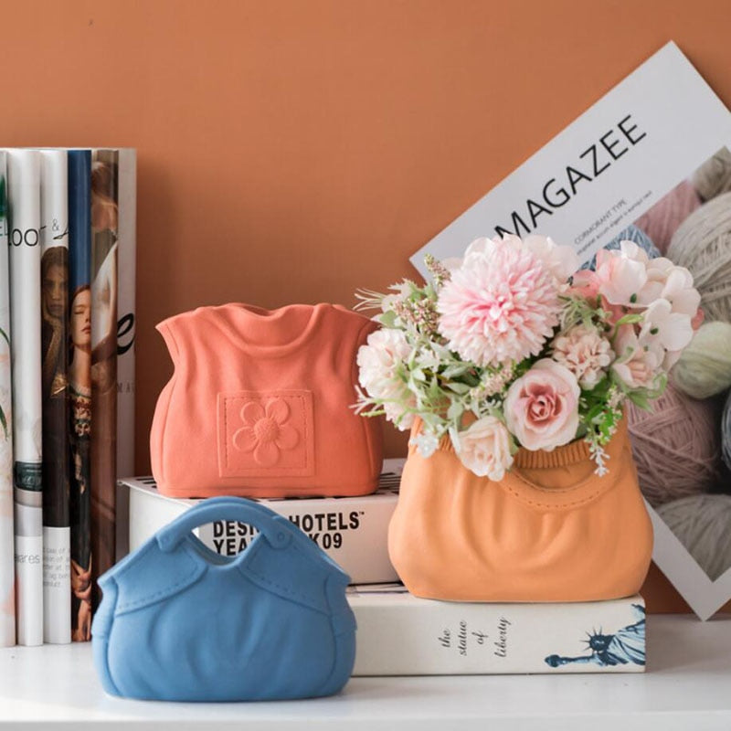 Handbag Ceramic Vase, Exquisite Home Decor Vases - Stylish and Functional